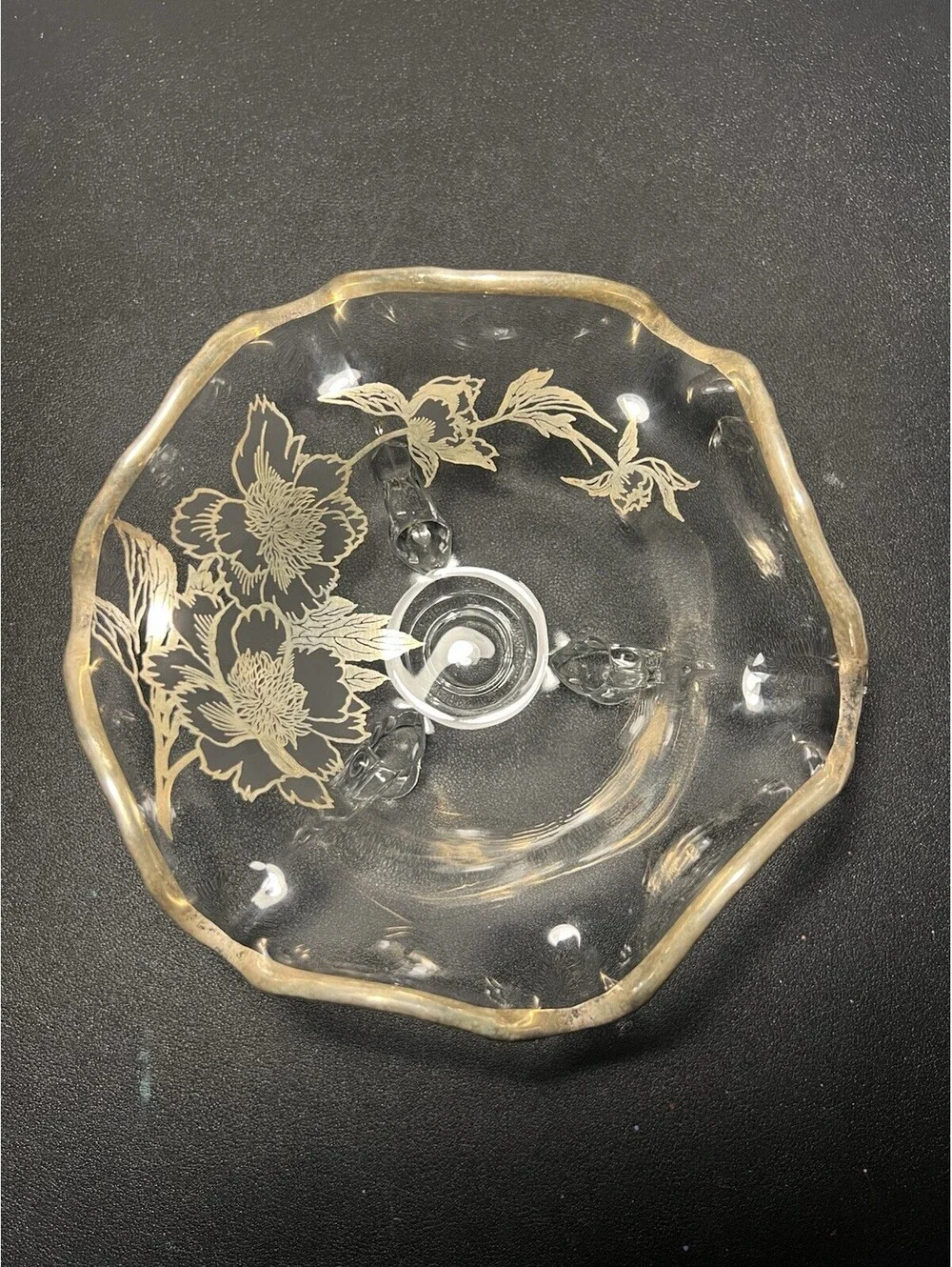 Silver City 1950s Flanders Footed Candy Bon Bon Dish Sterling Overlay, 6.5x3”